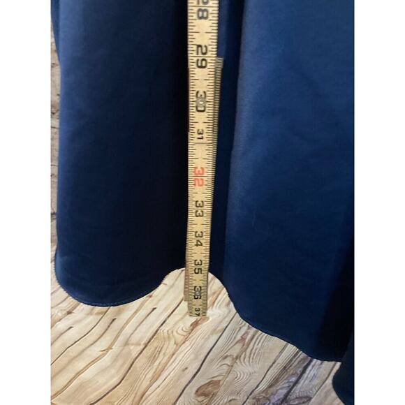 Neblon Poly USA Dress Womens XL Evening Navy Blue Satin Beaded Halter Party Zip - Picture 11 of 15